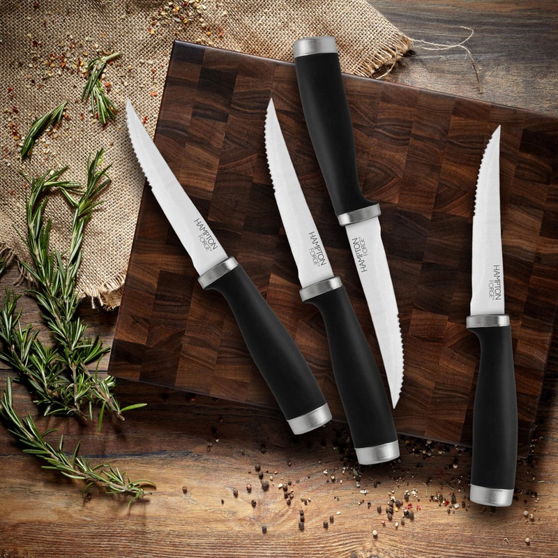 Hampton Forge Epicureâ€“4PieceSteak KnifeSetâ€“Black, Silver - Image 3
